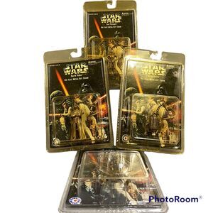 (4) 1996 Star Wars Die Cast Metal Key Chains R2-D2 Darth Vader Skywalker C-3PO